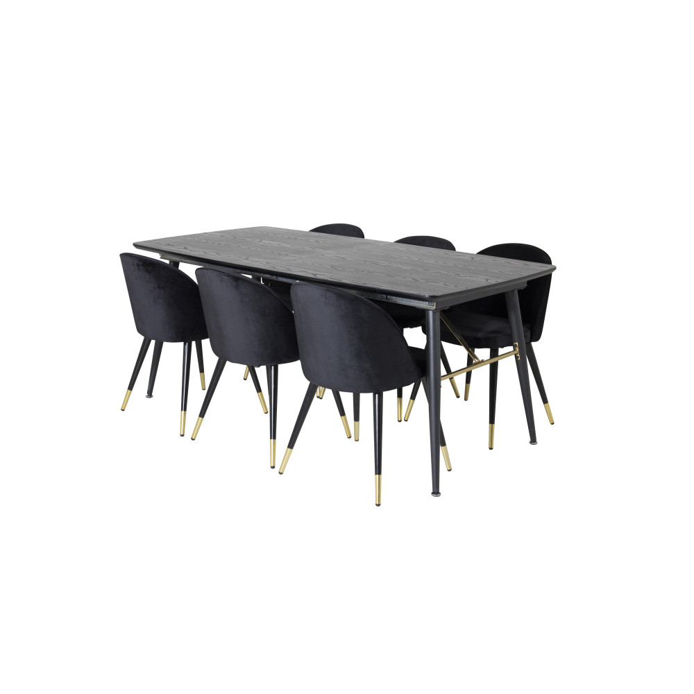 Produktbild för Gold Matbord med Velvet Stolarna