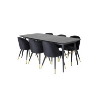 Produktbild för Gold Matbord med Velvet Stolarna