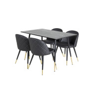 Produktbild för Dipp Matbord med Velvet Stolarna
