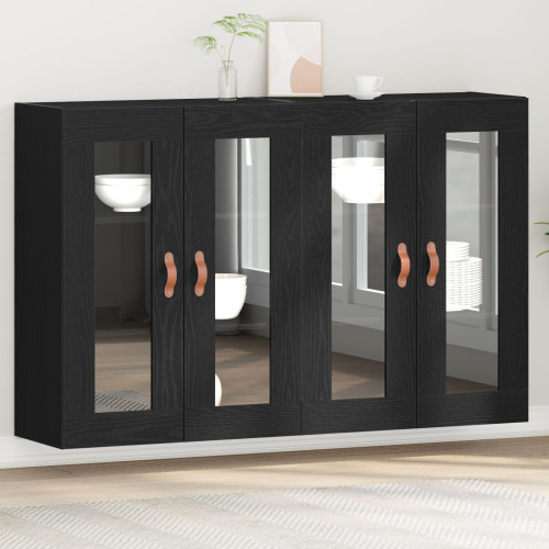 vidaXL Väggskåp 2 pcs Svart Ek 69,5 x 34 x 90 cm Konstruerat trä
