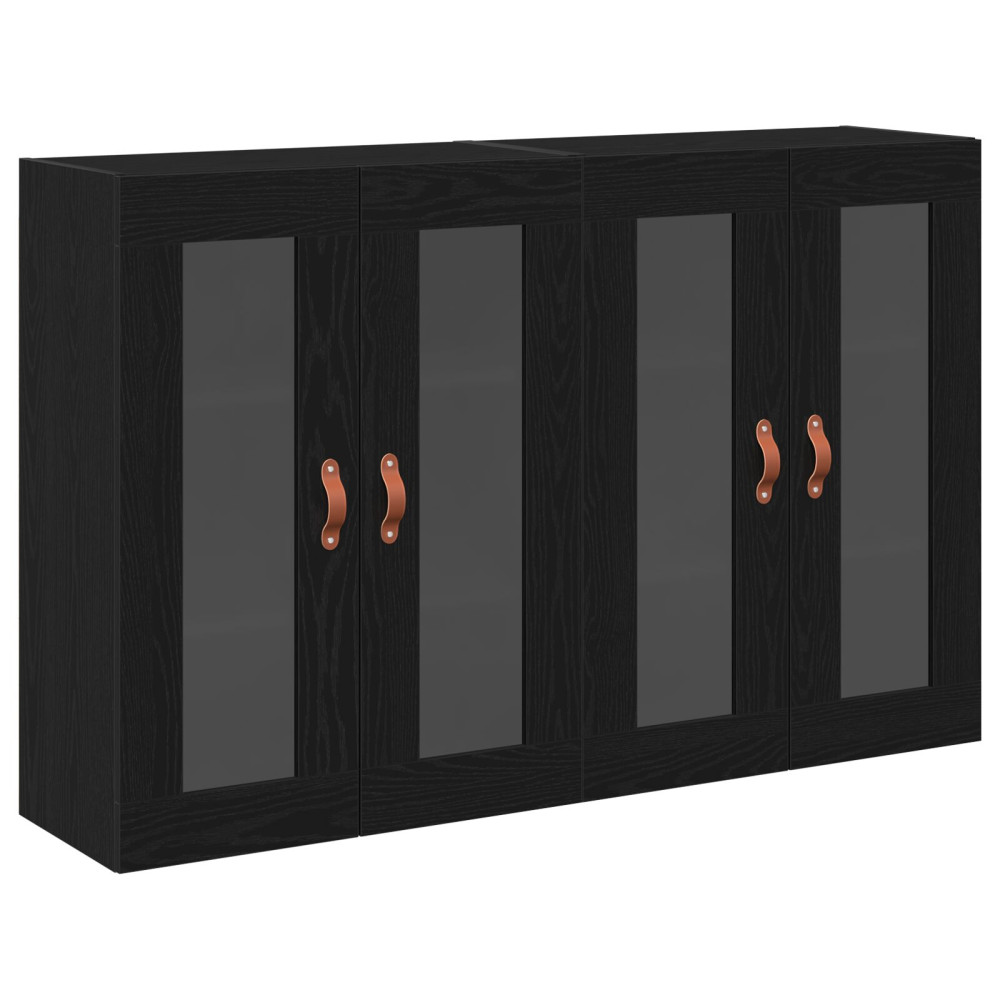 Produktbild för Väggskåp 2 pcs Svart Ek 69,5 x 34 x 90 cm Konstruerat trä