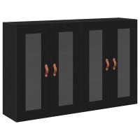 Produktbild för Väggskåp 2 pcs Svart Ek 69,5 x 34 x 90 cm Konstruerat trä