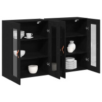 Produktbild för Väggskåp 2 pcs Svart Ek 69,5 x 34 x 90 cm Konstruerat trä
