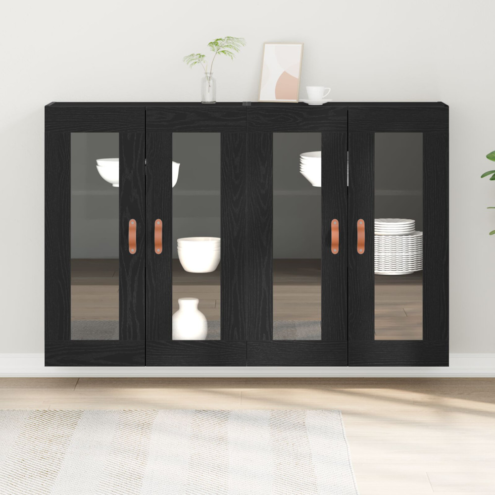 Produktbild för Väggskåp 2 pcs Svart Ek 69,5 x 34 x 90 cm Konstruerat trä