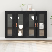 Produktbild för Väggskåp 2 pcs Svart Ek 69,5 x 34 x 90 cm Konstruerat trä
