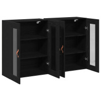 Produktbild för Väggskåp 2 pcs Svart Ek 69,5 x 34 x 90 cm Konstruerat trä