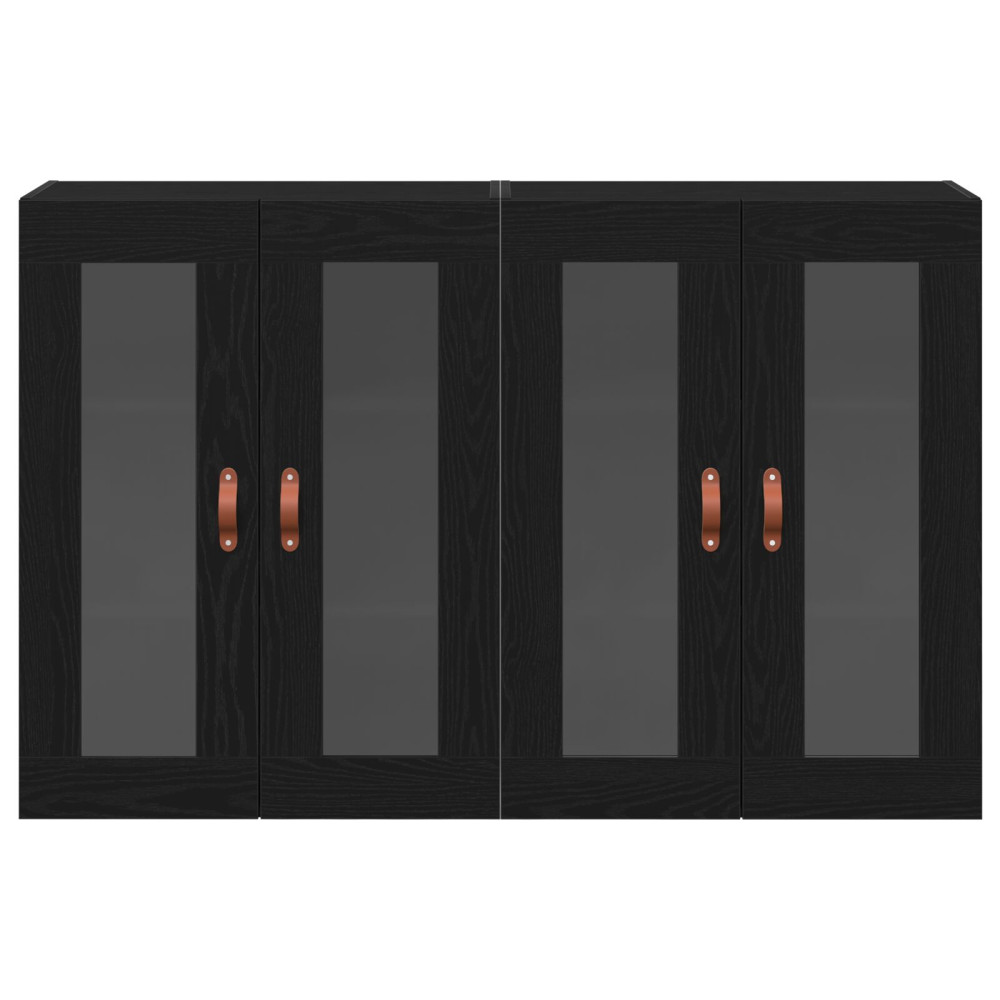 Produktbild för Väggskåp 2 pcs Svart Ek 69,5 x 34 x 90 cm Konstruerat trä