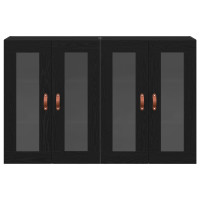 Produktbild för Väggskåp 2 pcs Svart Ek 69,5 x 34 x 90 cm Konstruerat trä