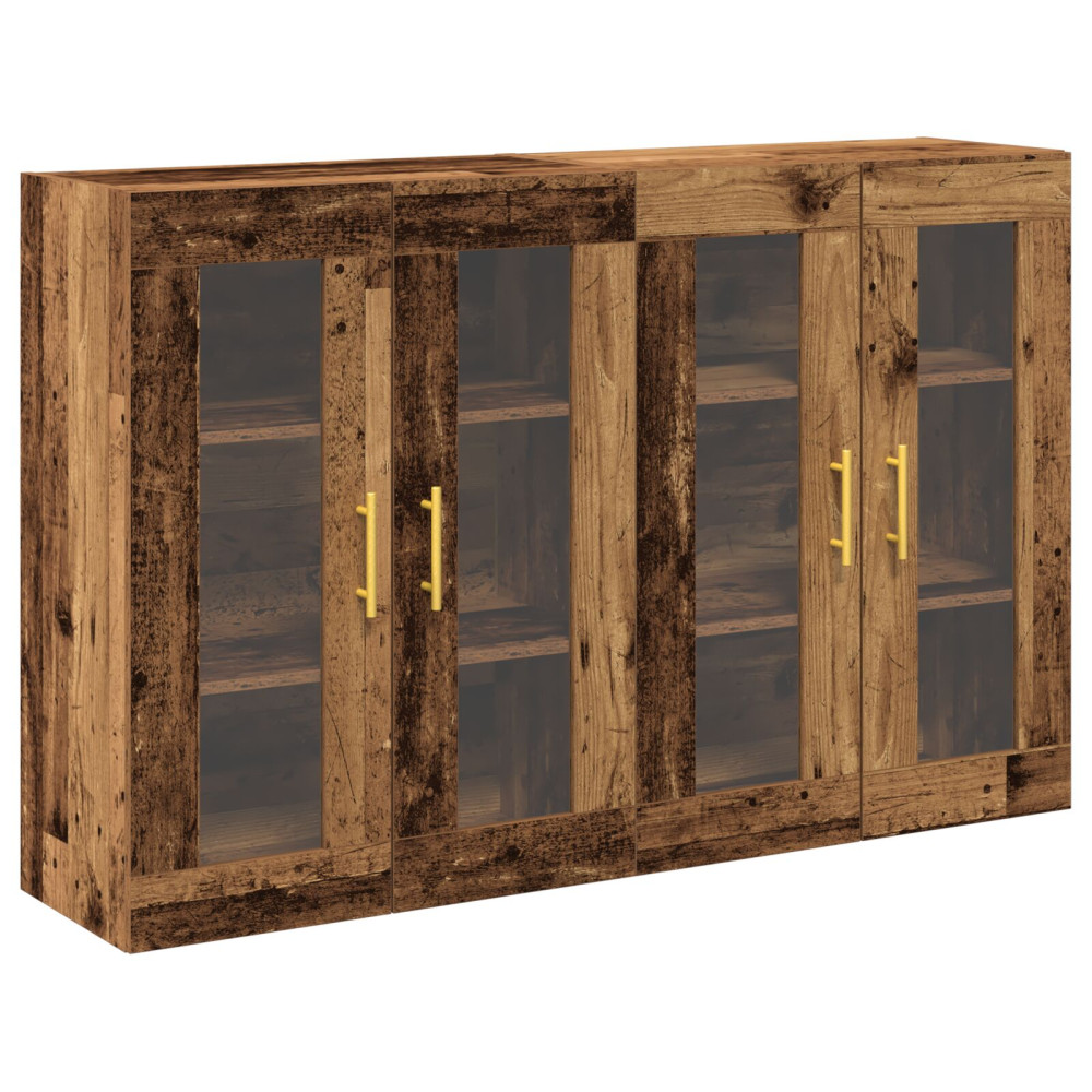Produktbild för Väggskåp 2 pcs Gammalt trä 69,5 x 34 x 90 cm Konstruerat trä