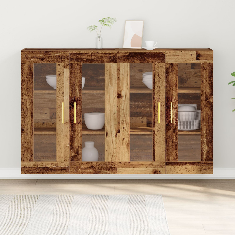 Produktbild för Väggskåp 2 pcs Gammalt trä 69,5 x 34 x 90 cm Konstruerat trä