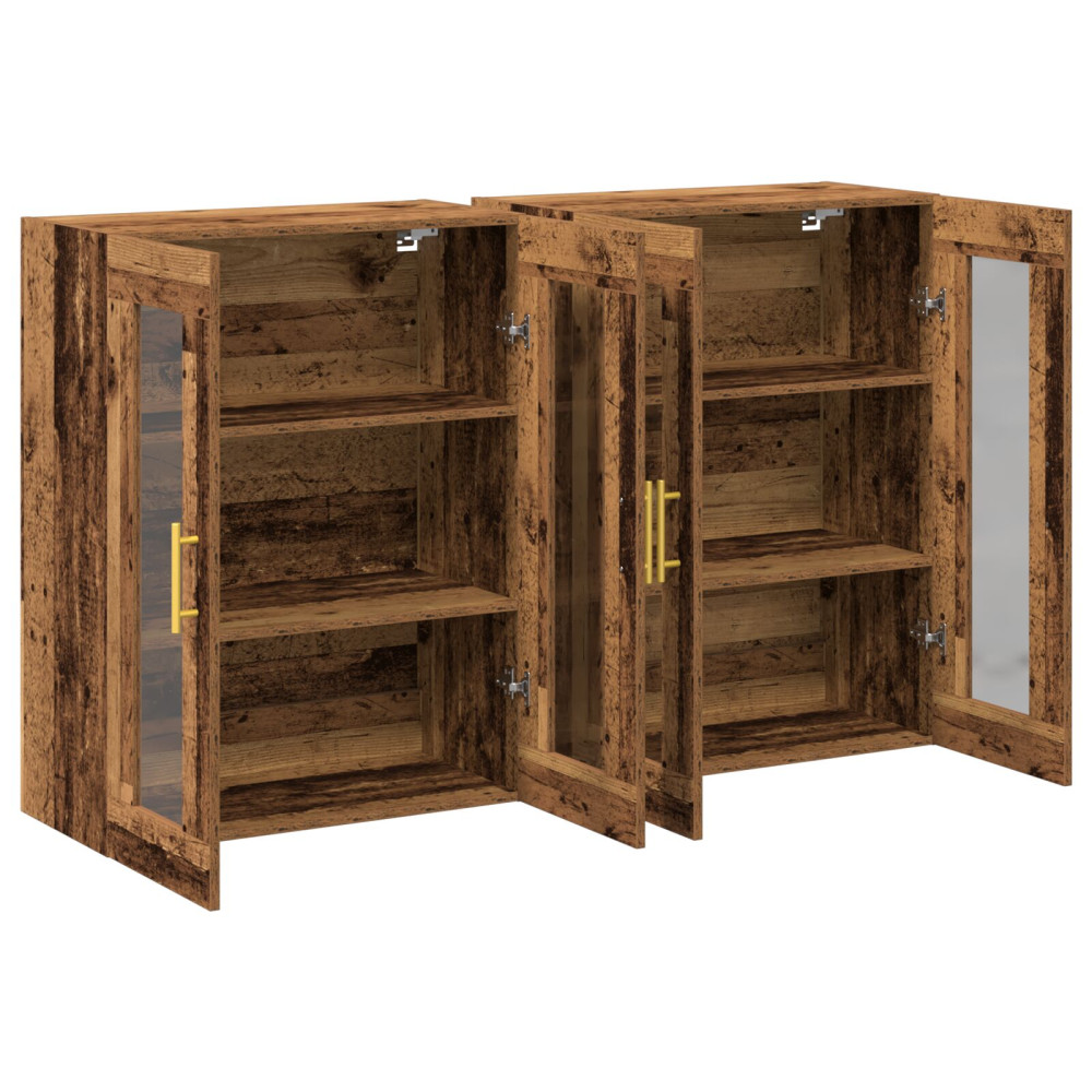 Produktbild för Väggskåp 2 pcs Gammalt trä 69,5 x 34 x 90 cm Konstruerat trä
