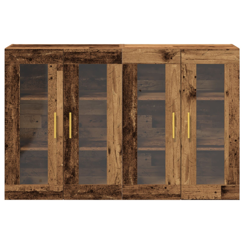 Produktbild för Väggskåp 2 pcs Gammalt trä 69,5 x 34 x 90 cm Konstruerat trä
