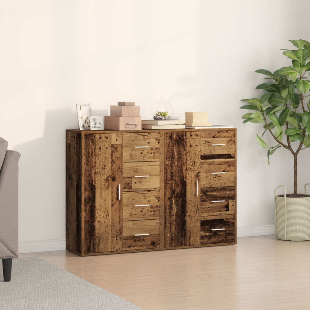 Produktbild för Sideboard 2 pcs Gammalt trä 60 x 31 x 84 cm Konstruerat trä