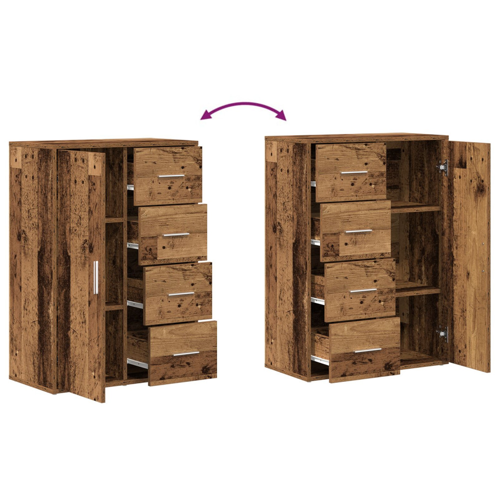 Produktbild för Sideboard 2 pcs Gammalt trä 60 x 31 x 84 cm Konstruerat trä