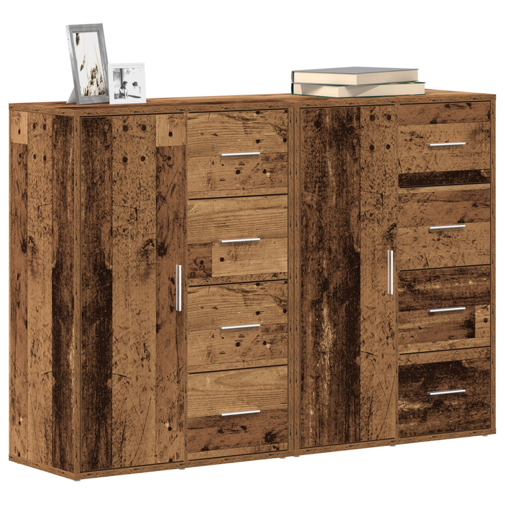 Produktbild för Sideboard 2 pcs Gammalt trä 60 x 31 x 84 cm Konstruerat trä