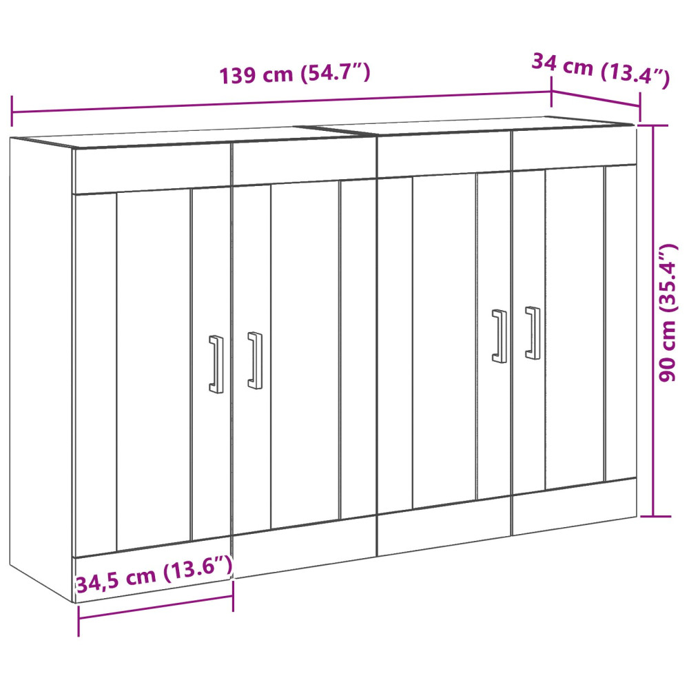 Produktbild för Väggskåp 2 pcs Artisan Ek 69,5 x 34 x 90 cm Konstruerat trä