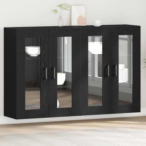 vidaXL Väggskåp 2 pcs Svart Ek 69,5 x 34 x 90 cm Konstruerat trä