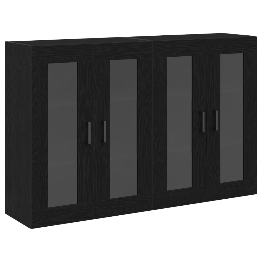 Produktbild för Väggskåp 2 pcs Svart Ek 69,5 x 34 x 90 cm Konstruerat trä