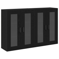 Produktbild för Väggskåp 2 pcs Svart Ek 69,5 x 34 x 90 cm Konstruerat trä