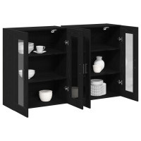 Produktbild för Väggskåp 2 pcs Svart Ek 69,5 x 34 x 90 cm Konstruerat trä