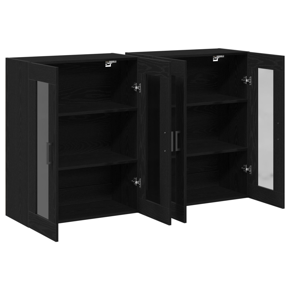 Produktbild för Väggskåp 2 pcs Svart Ek 69,5 x 34 x 90 cm Konstruerat trä
