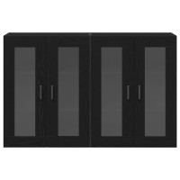 Produktbild för Väggskåp 2 pcs Svart Ek 69,5 x 34 x 90 cm Konstruerat trä