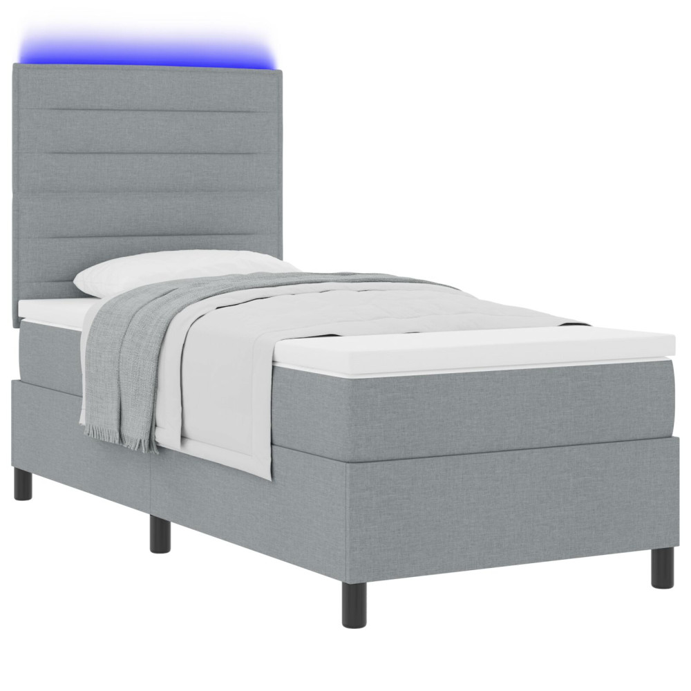 Produktbild för Bäddfjäder med madrass med led Ljusgrå 100 x 200 cm tyg