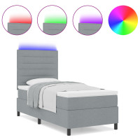 Produktbild för Bäddfjäder med madrass med led Ljusgrå 100 x 200 cm tyg