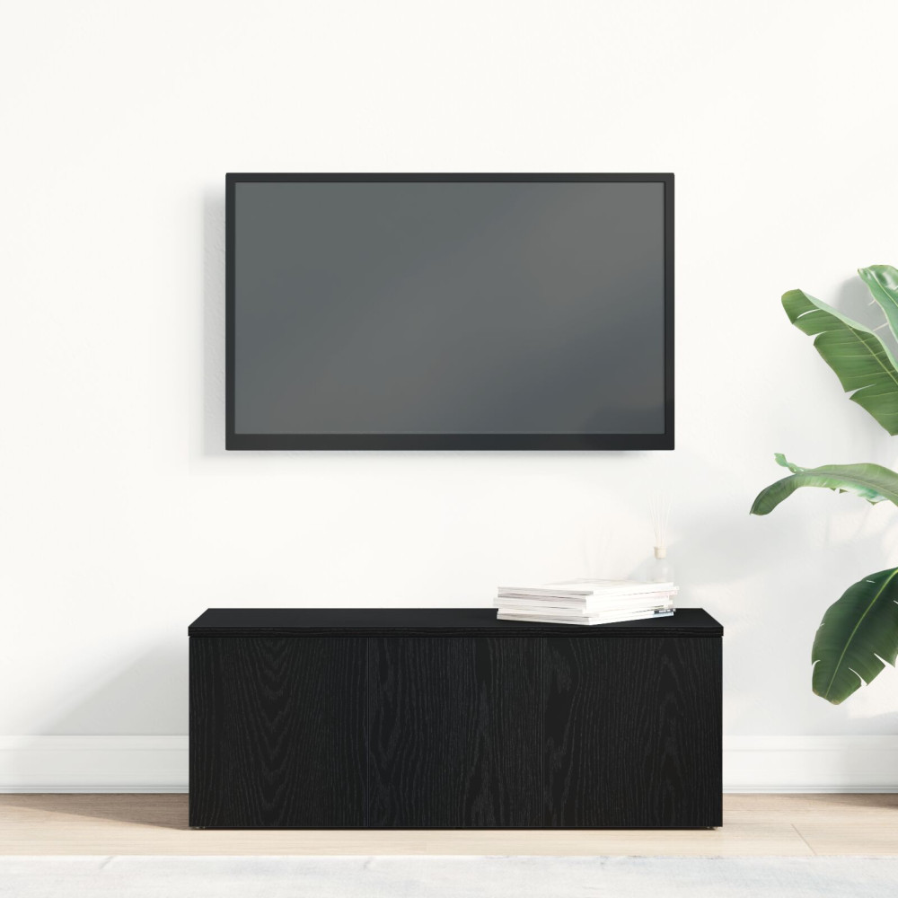 Produktbild för TV-skåp med låda Svart Ek 80x34x30 cm Konstruerat trä