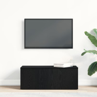 Produktbild för TV-skåp med låda Svart Ek 80x34x30 cm Konstruerat trä