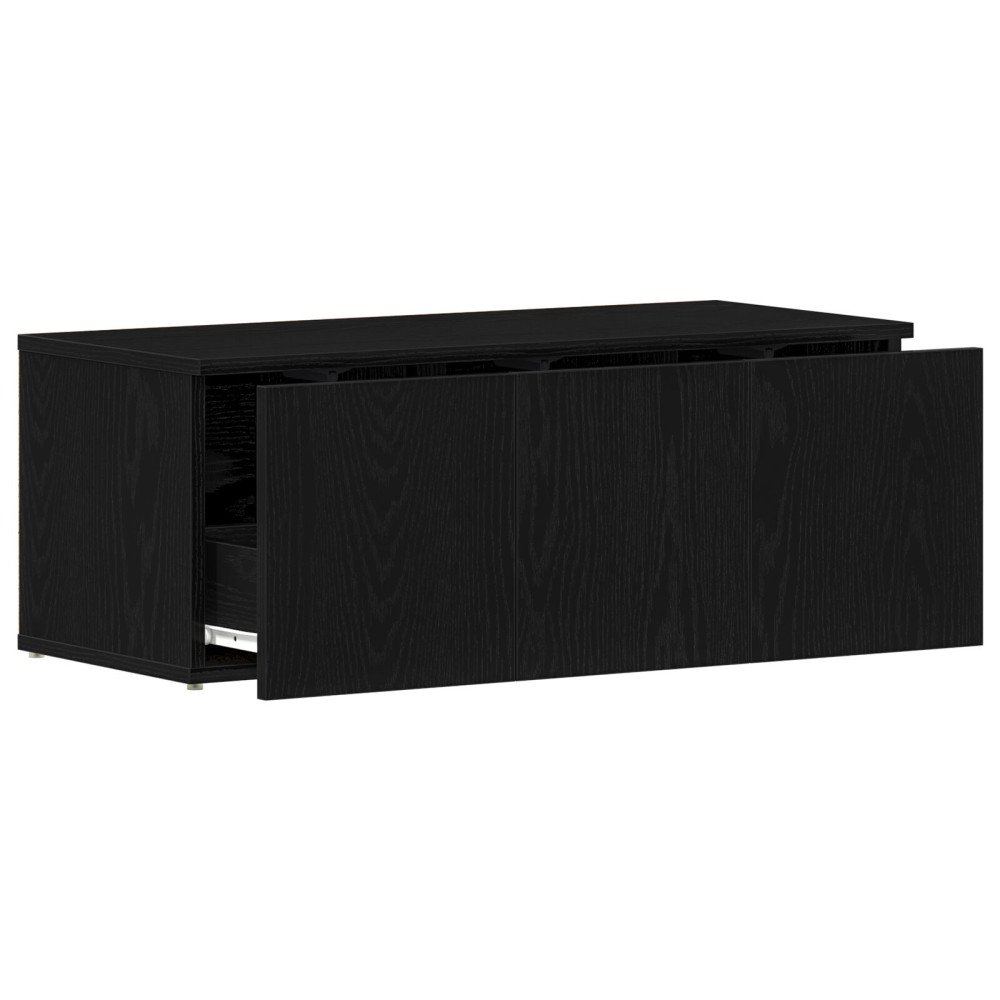 Produktbild för TV-skåp med låda Svart Ek 80x34x30 cm Konstruerat trä