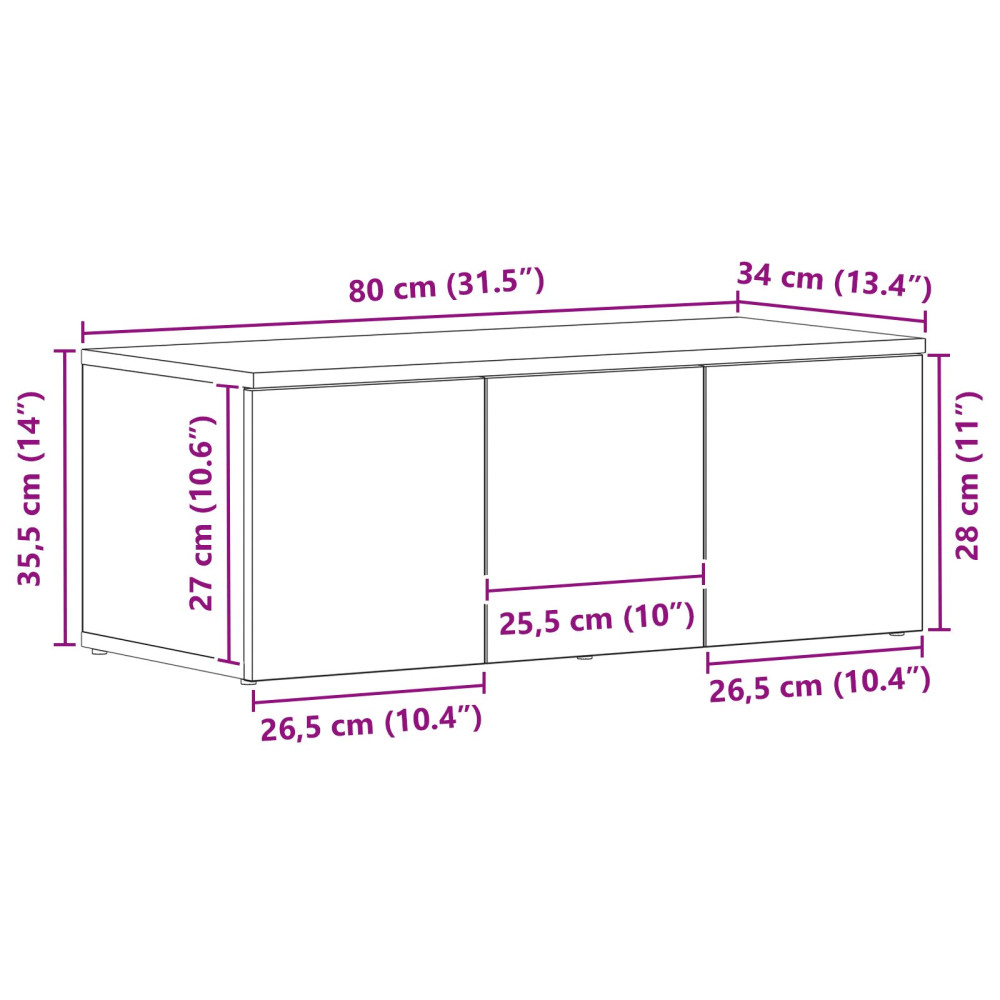 Produktbild för TV-skåp med låda Svart Ek 80x34x30 cm Konstruerat trä