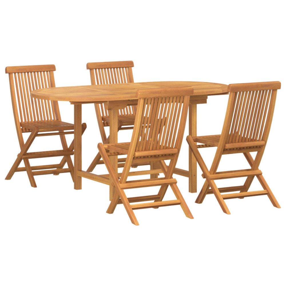 Produktbild för Trädgårdsmöbelset 5 pcs Brun Massivt teakträ