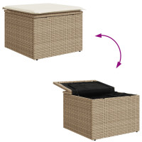Produktbild för Soffset med kudde 6 pcs Beige och gräddfärgad konstrotting