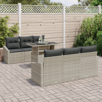 Produktbild för Trädgårdsoffset med lagring 7 pcs Ljusgrå Poly rattan