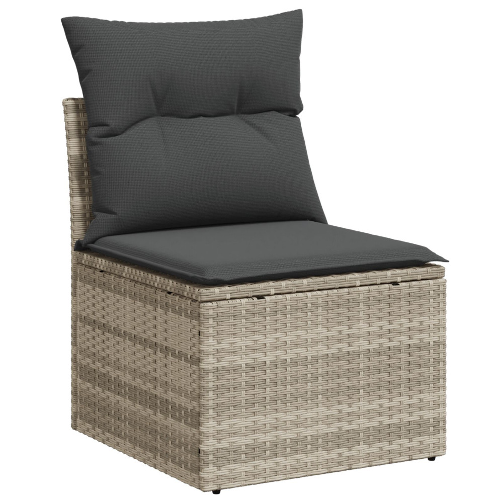 Produktbild för Trädgårdsoffset med lagring 7 pcs Ljusgrå Poly rattan