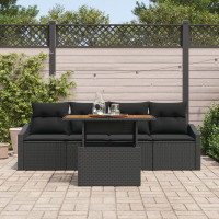 Produktbild för Trädgårdsoffset med lagring 5 pcs Svart Poly rattan