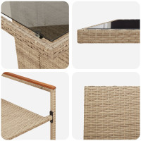 Produktbild för Trädgårdsmöbelset 9 pcs Beige konstrotting