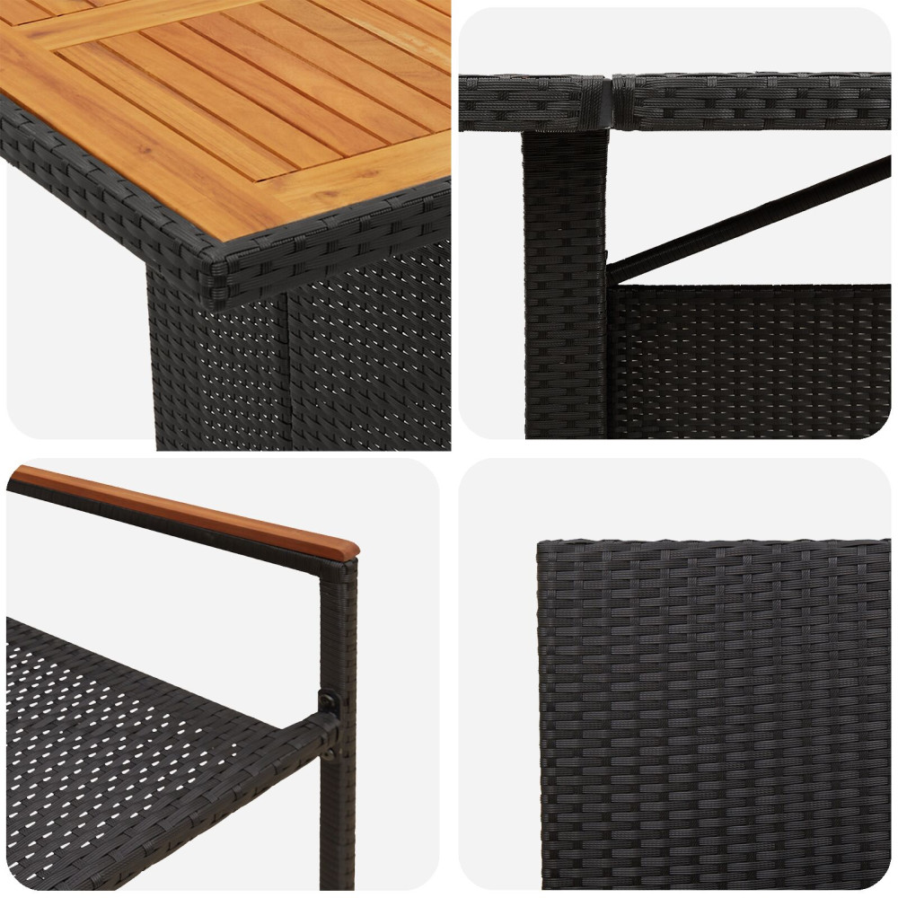 Produktbild för Trädgårdsmöbelset 9 pcs Svart konstrotting