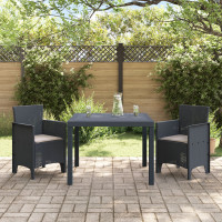 Produktbild för Trädgårdsmöbelset 3 pcs Antracit Polypropylen