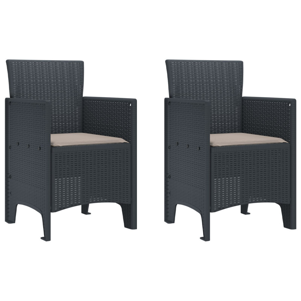 Produktbild för Trädgårdsmöbelset 3 pcs Antracit Polypropylen
