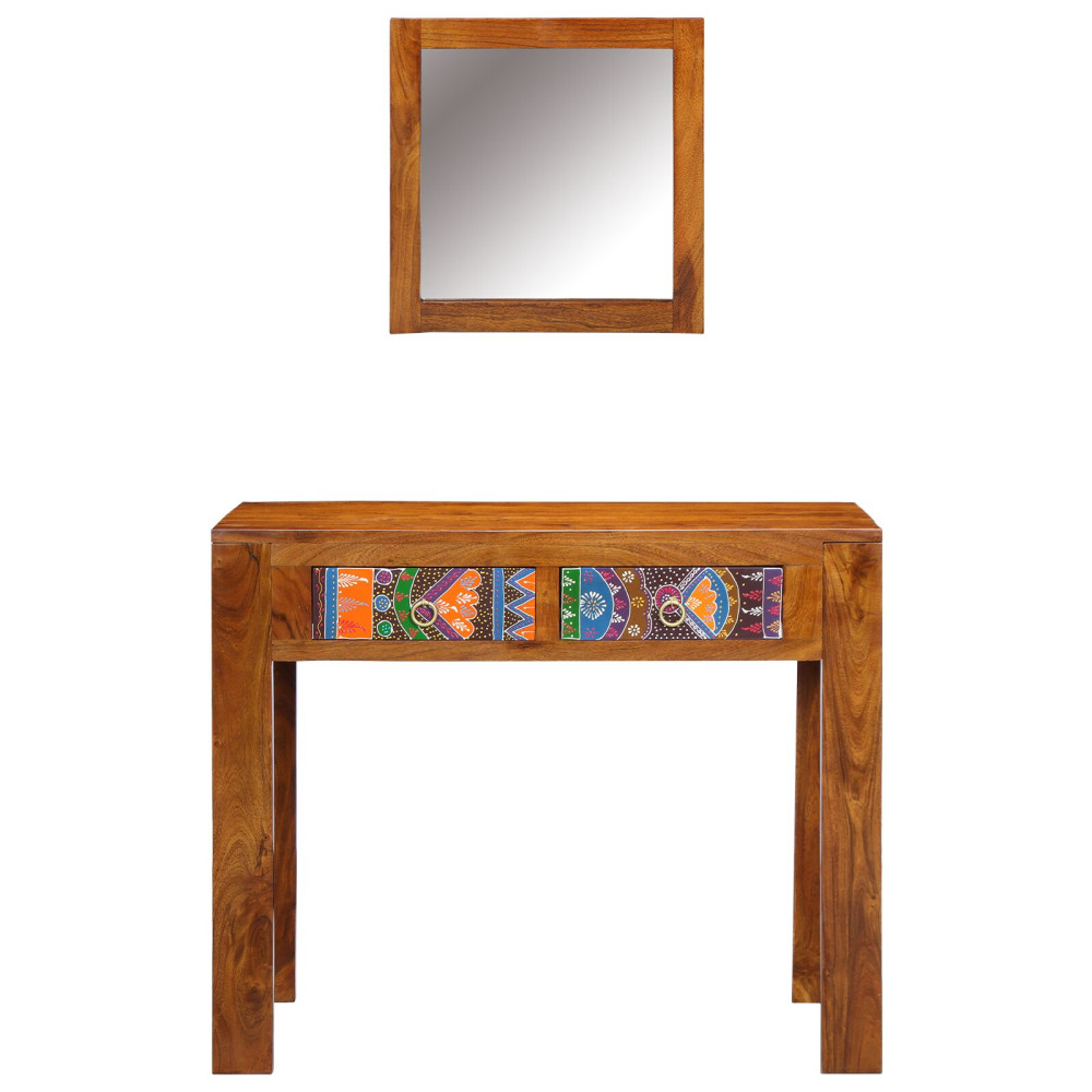 Produktbild för Smyckebord med låda Brun 90 x 45 x 75 cm Massivt Akaciaträ