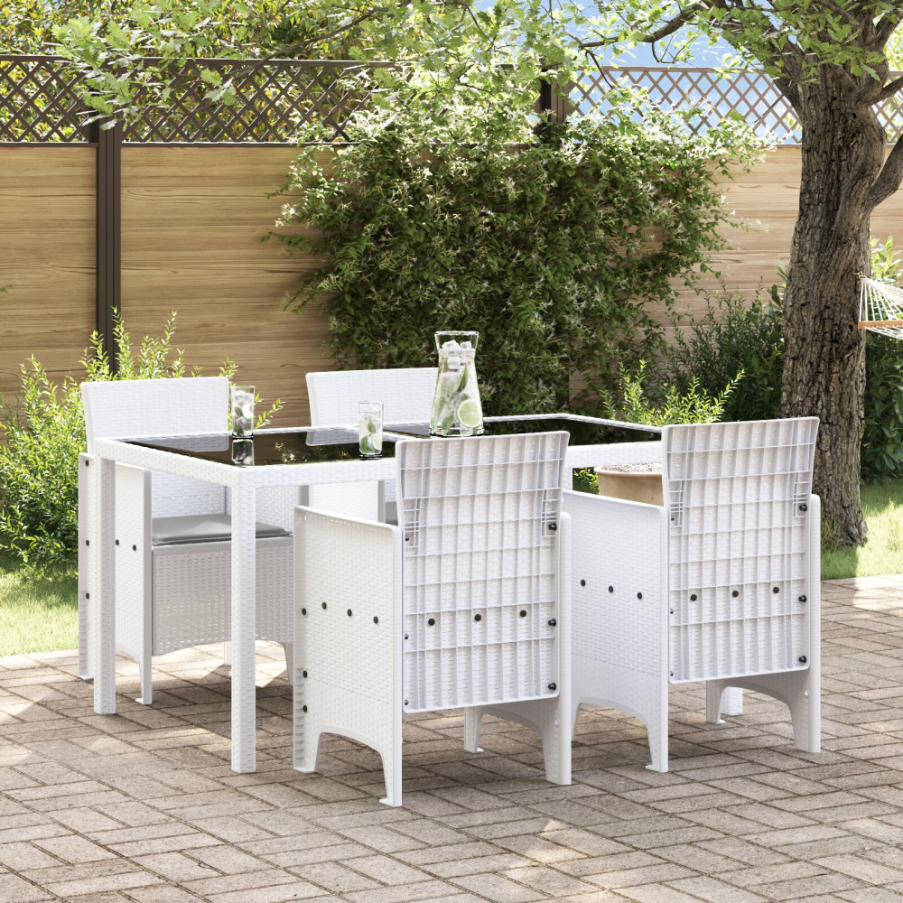 Produktbild för Trädgård Stol med kudde 4 pcs Vit 53 x 49 x 85 cm Polypropylen