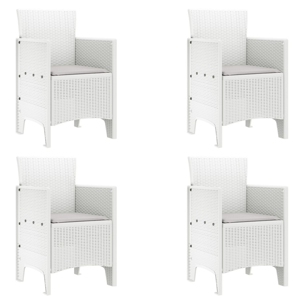 Produktbild för Trädgård Stol med kudde 4 pcs Vit 53 x 49 x 85 cm Polypropylen