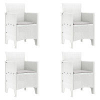 Produktbild för Trädgård Stol med kudde 4 pcs Vit 53 x 49 x 85 cm Polypropylen