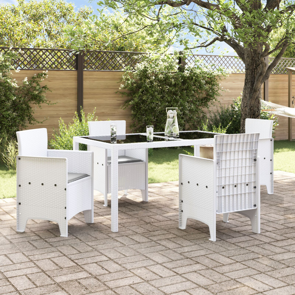 Produktbild för Trädgård Stol med kudde 4 pcs Vit 53 x 49 x 85 cm Polypropylen