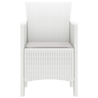 Produktbild för Trädgård Stol med kudde 4 pcs Vit 53 x 49 x 85 cm Polypropylen