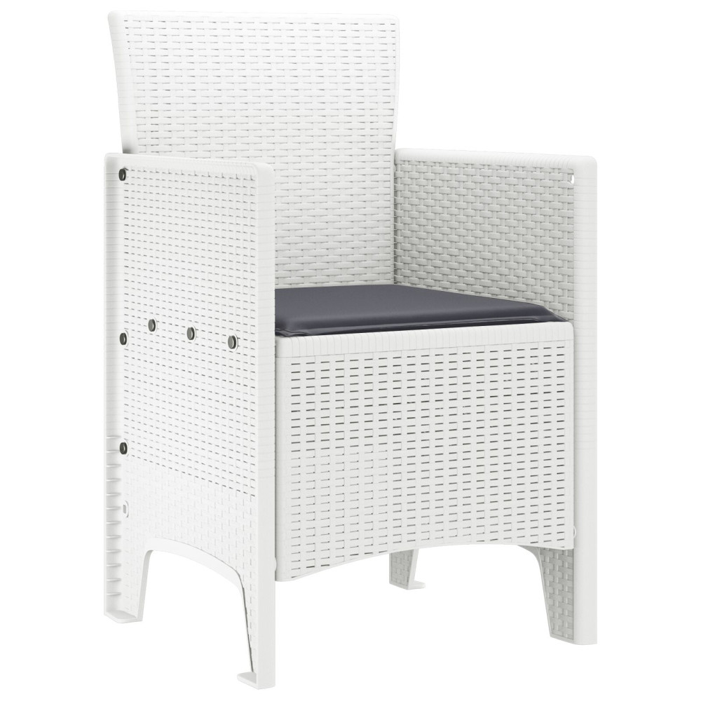 Produktbild för Trädgård Stol med kudde 4 pcs Vit 53 x 49 x 85 cm Polypropylen