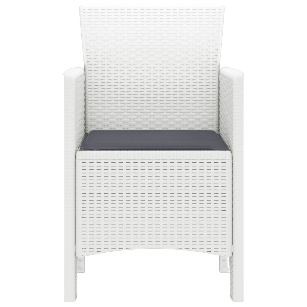 Produktbild för Trädgård Stol med kudde 4 pcs Vit 53 x 49 x 85 cm Polypropylen