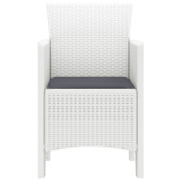 Produktbild för Trädgård Stol med kudde 4 pcs Vit 53 x 49 x 85 cm Polypropylen
